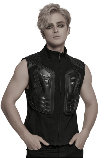 Black Tactical Vest with 3D Rubberized Armor Panels